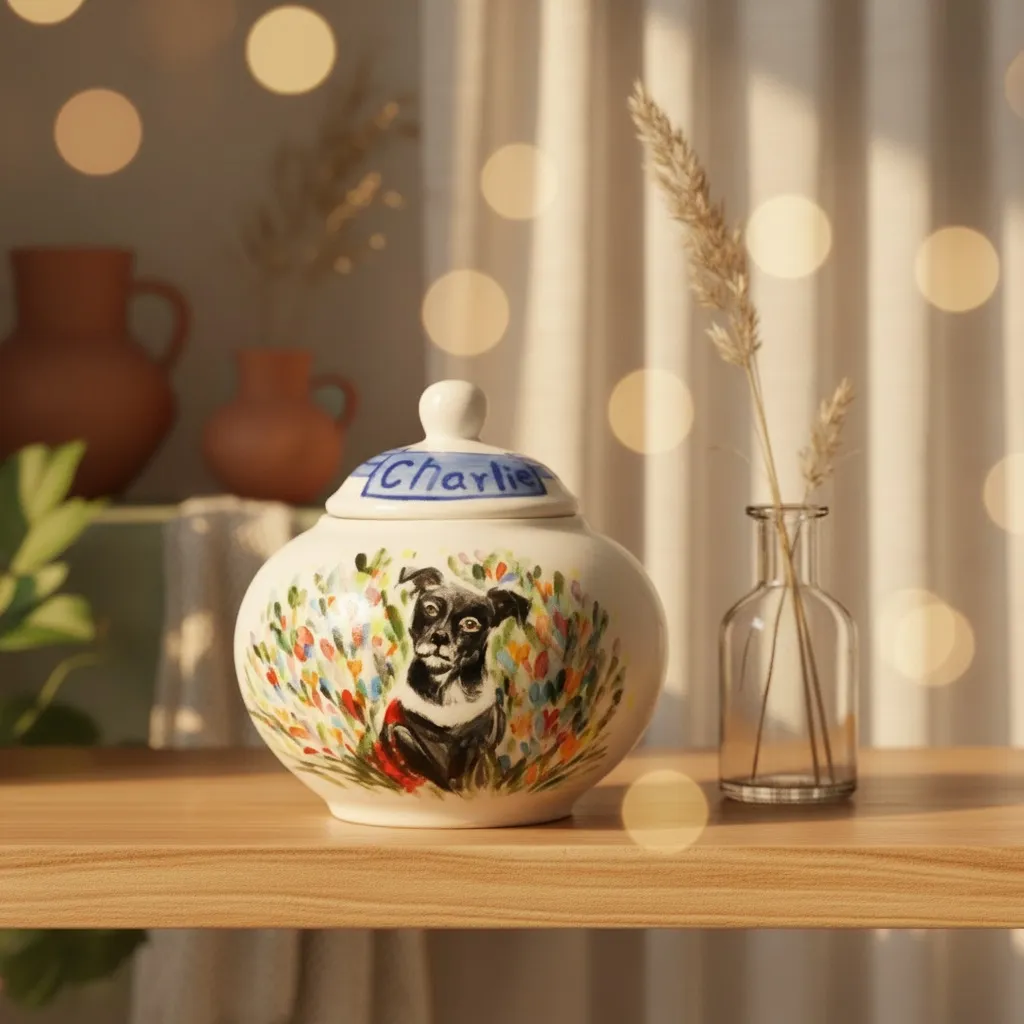 Gravierte Porzellan-Tierurne – personalisierte Urne mit Gravur von Tonseele